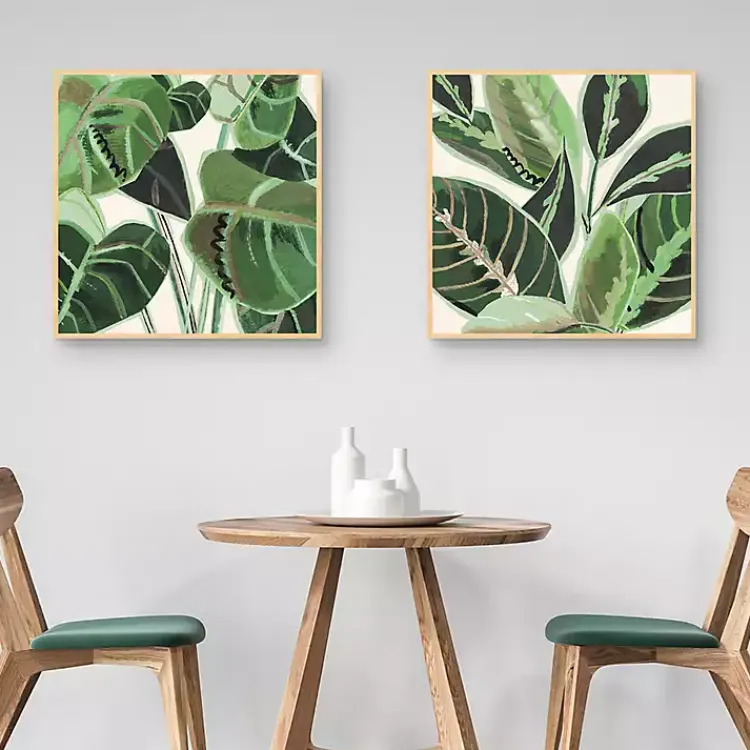 Canvas Art-Kirklands Home Jungle Close Up Framed Canvas Art Prints, Set of 2 Green