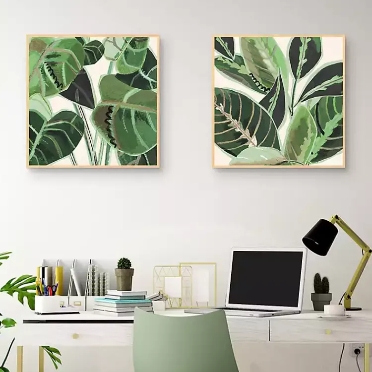 Canvas Art-Kirklands Home Jungle Close Up Framed Canvas Art Prints, Set of 2 Green
