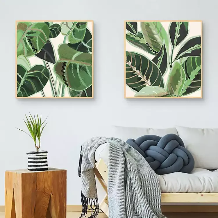 Canvas Art-Kirklands Home Jungle Close Up Framed Canvas Art Prints, Set of 2 Green