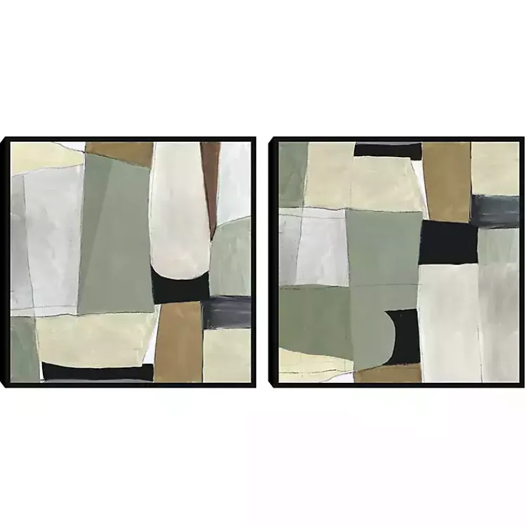 Canvas Art-Kirklands Home Green Forms Framed Canvas Art Prints, Set of 2