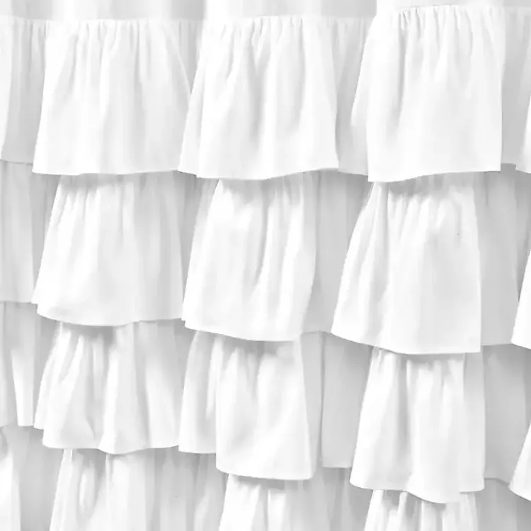 Shower Curtains-Kirklands Home Allison Ruffle Shower Curtain White