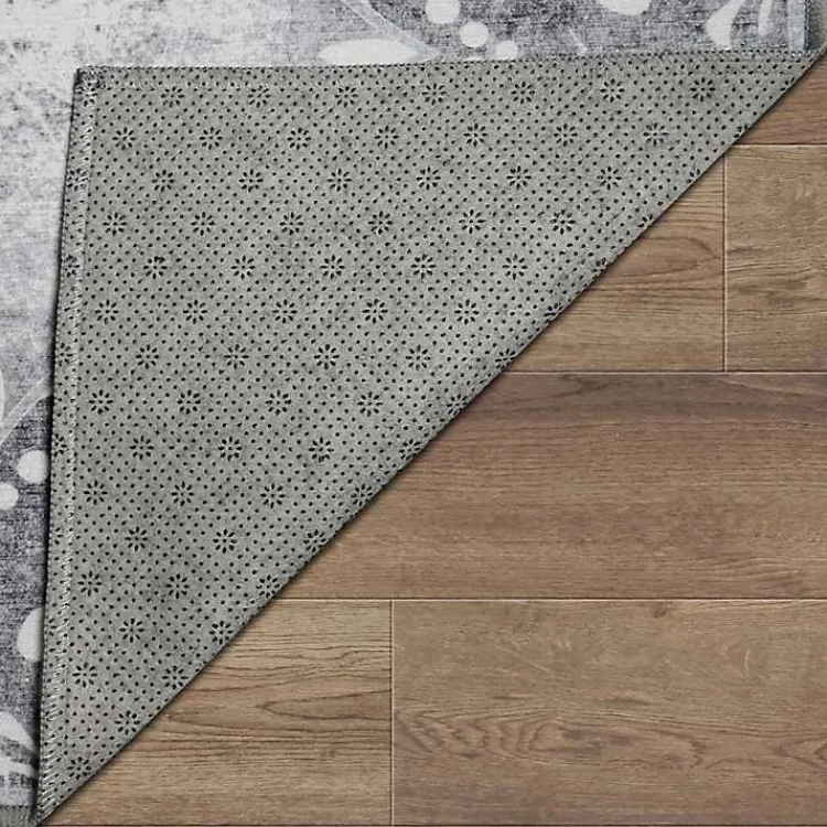 Area Rugs-Kirklands Home Dardon Bordered Washable Area Rug, 5x7 Gray