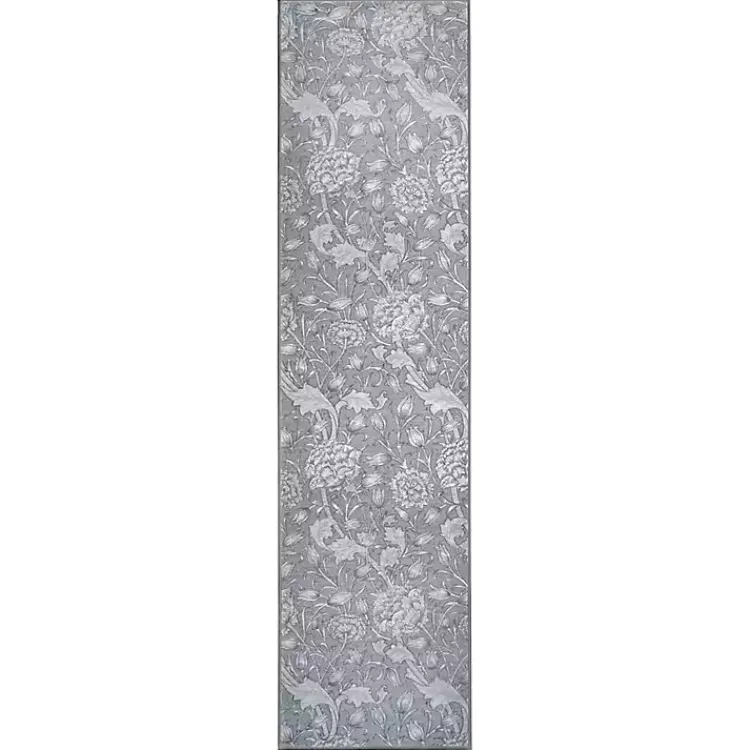 Area Rugs-Kirklands Home Kalini Floral Washable Runner, 2x7 Gray