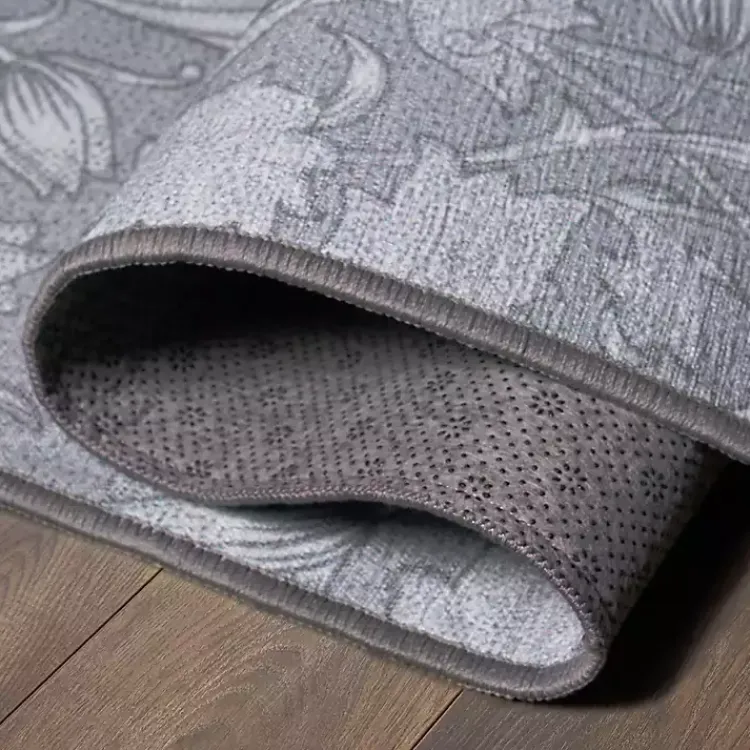 Area Rugs-Kirklands Home Kalini Floral Washable Runner, 2x7 Gray