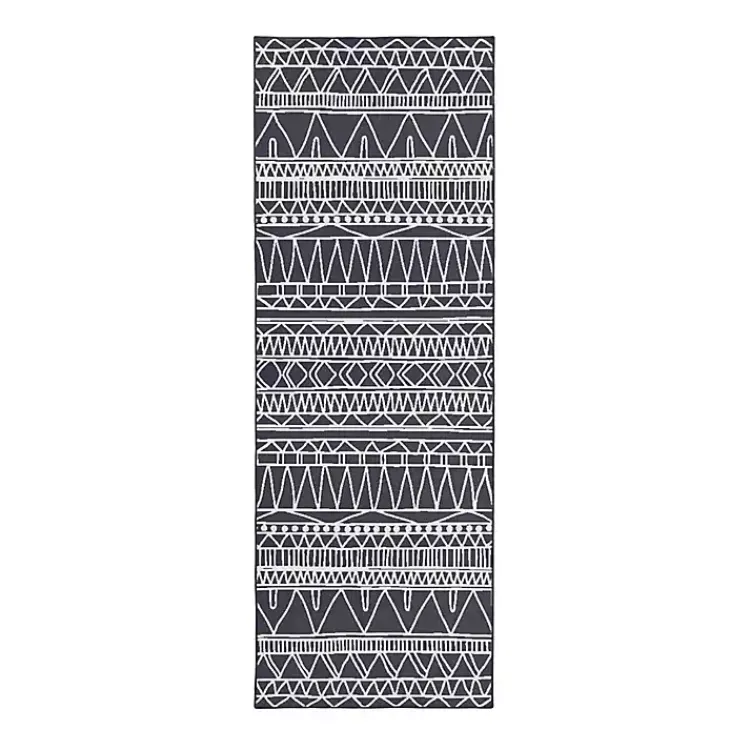 Area Rugs-Kirklands Home Gray Chelsea Geometric Washable Runner, 2x7