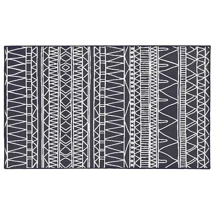 Area Rugs-Kirklands Home Gray Chelsea Geometric Washable Area Rug, 3x5
