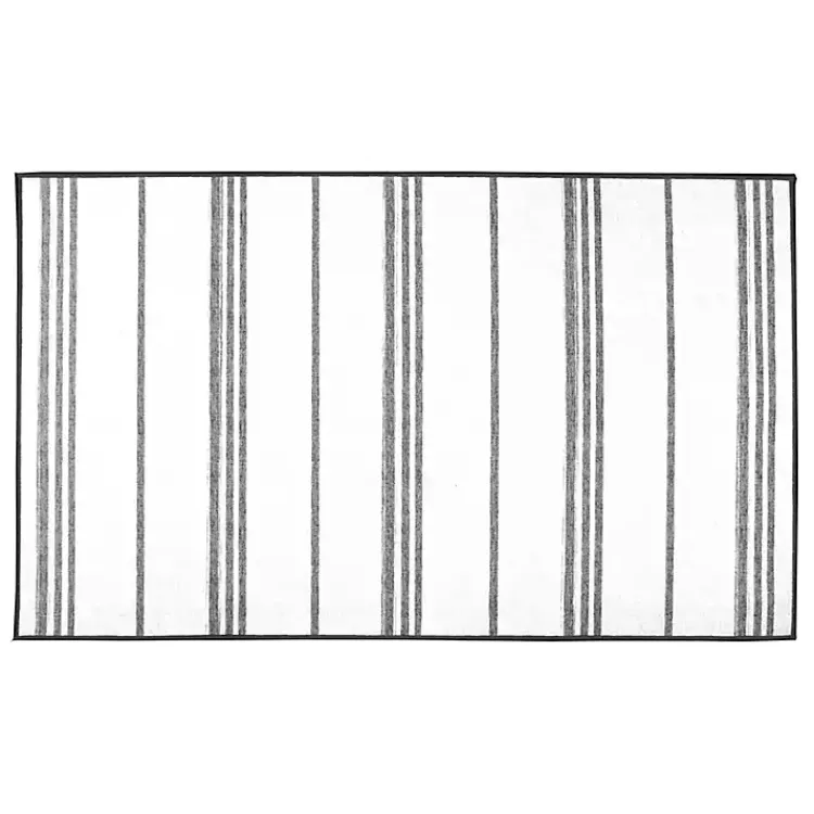 Area Rugs-Kirklands Home Gray and White Stripe Washable Area Rug, 3x5
