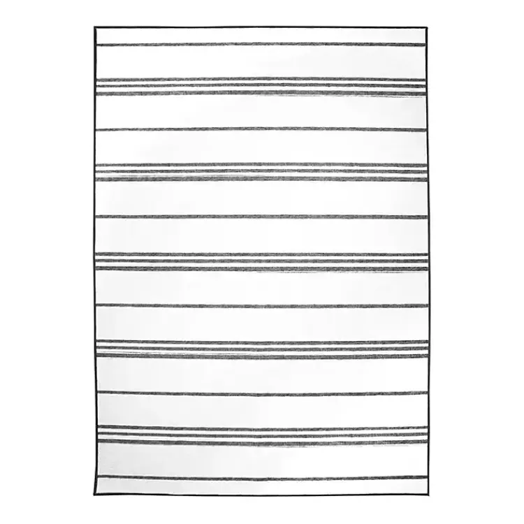 Area Rugs-Kirklands Home Gray and White Stripe Washable Area Rug, 5x7
