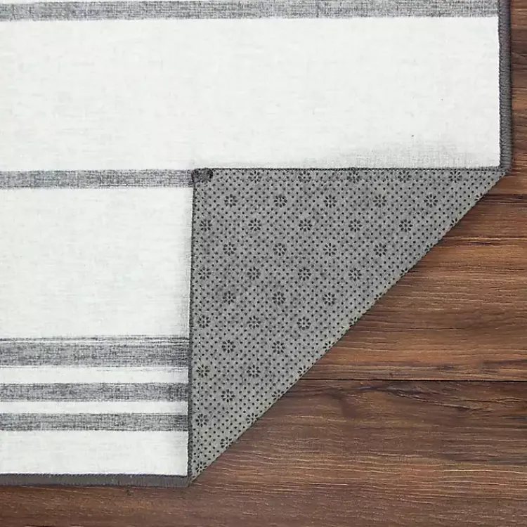 Area Rugs-Kirklands Home Gray and White Stripe Washable Area Rug, 5x7