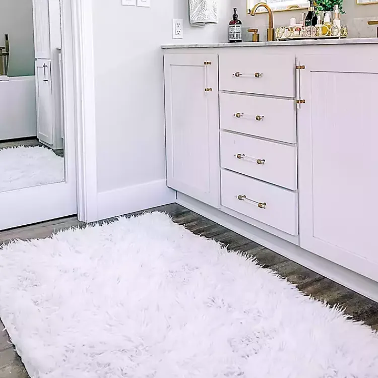 Area Rugs-Kirklands Home Shag Washable Area Rug, 3x5 White