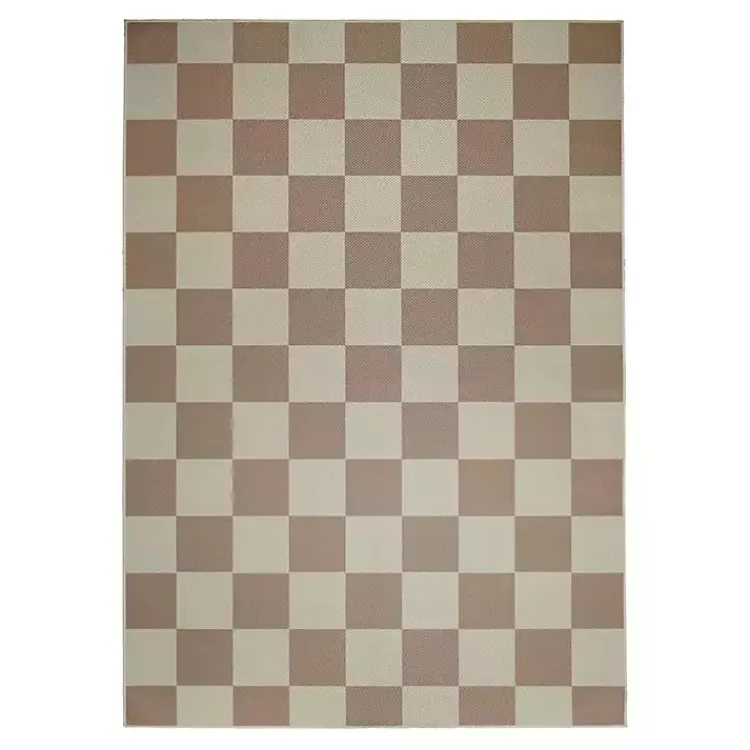 Area Rugs-Kirklands Home Jaya Natural Checkered Washable Area Rug, 5x7