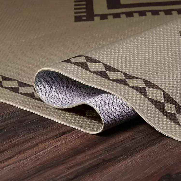 Area Rugs-Kirklands Home Black and Tan Kilim Washable Area Rug, 5x7