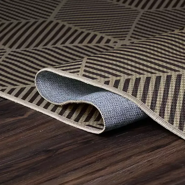 Area Rugs-Kirklands Home Black Geometric Washable Area Rug, 5x7