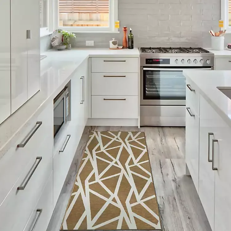 Area Rugs-Kirklands Home Camel Intersections Washable Runner, 2x7