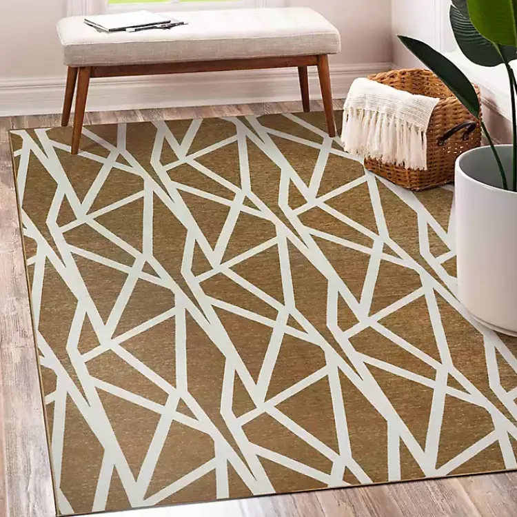 Area Rugs-Kirklands Home Camel Intersections Washable Area Rug, 5x7