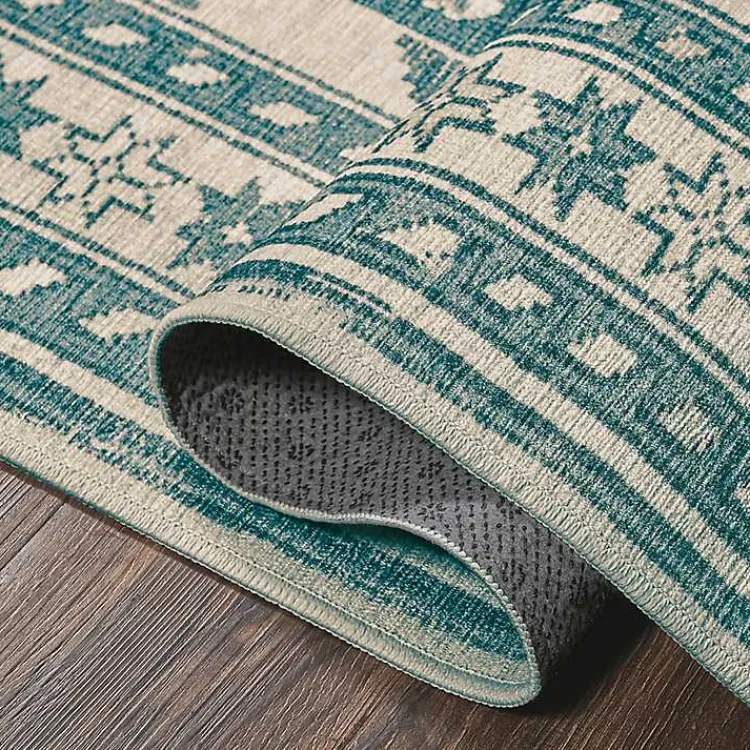 Area Rugs-Kirklands Home Teal Seraz Washable Area Rug, 5x7