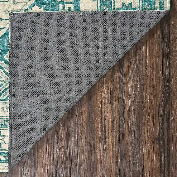 Area Rugs-Kirklands Home Teal Seraz Washable Area Rug, 5x7