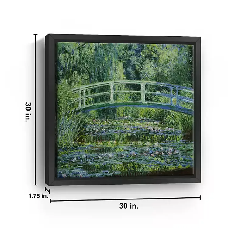 Canvas Art-Kirklands Home Water Lilies and Japanese Bridge Framed Art Print Green