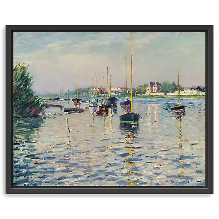Canvas Art-Kirklands Home Boats at Anchor on Seine Canvas Print, 22x18 in. Blue