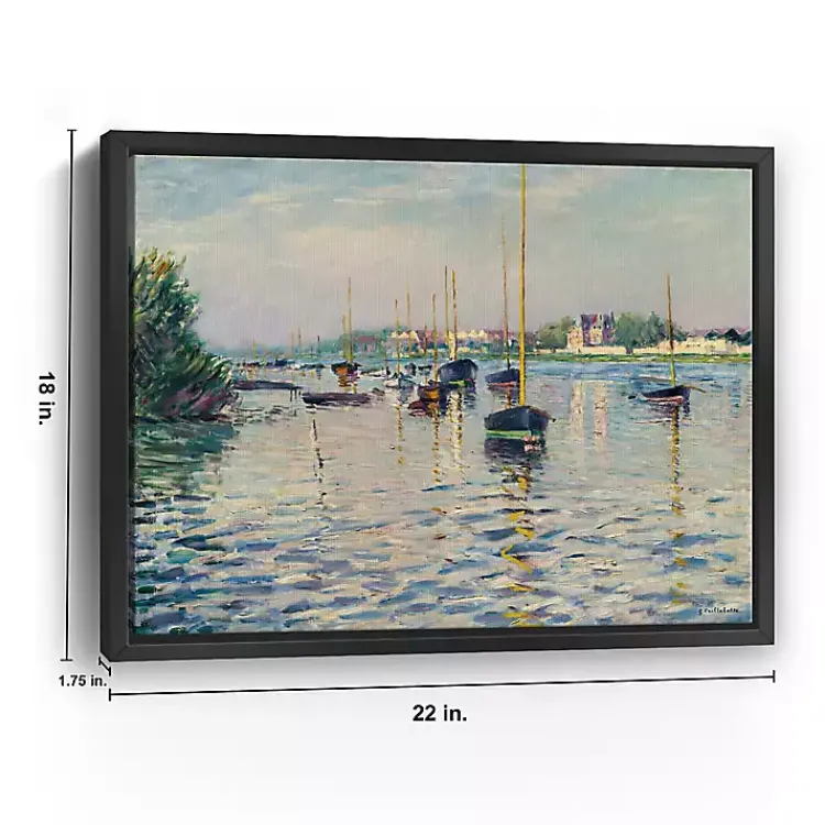 Canvas Art-Kirklands Home Boats at Anchor on Seine Canvas Print, 22x18 in. Blue