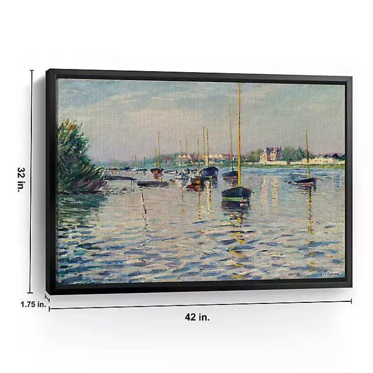 Canvas Art-Kirklands Home Boats at Anchor on Seine Canvas Print, 42x32 in. Blue