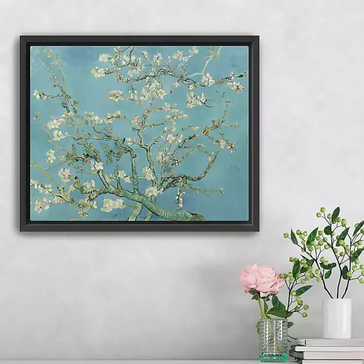 Canvas Art-Kirklands Home Almond Blossom Framed Canvas Art Print, 22x18 in. Blue