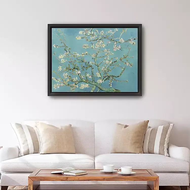 Canvas Art-Kirklands Home Almond Blossom Framed Canvas Art Print, 42x32 in. Blue