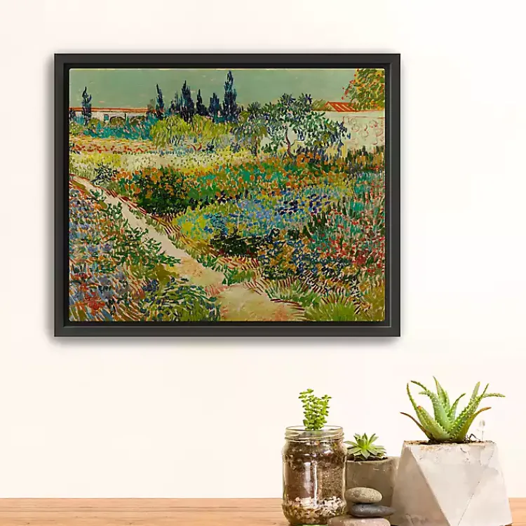 Canvas Art-Kirklands Home Flowering Garden Path Canvas Art Print, 22x18 in. Green