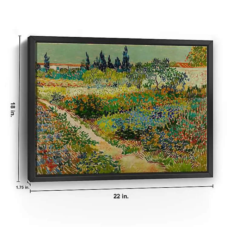 Canvas Art-Kirklands Home Flowering Garden Path Canvas Art Print, 22x18 in. Green