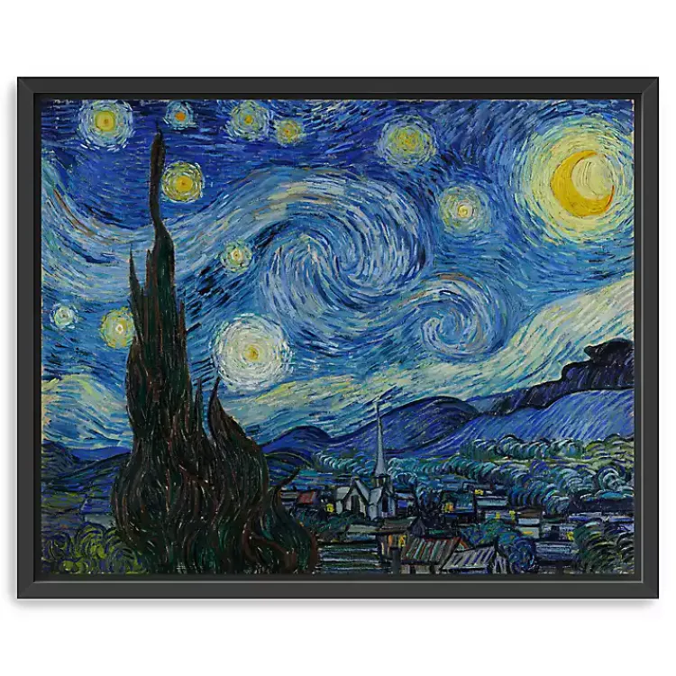 Canvas Art-Kirklands Home Starry Night Framed Canvas Art Print, 18x22 Blue