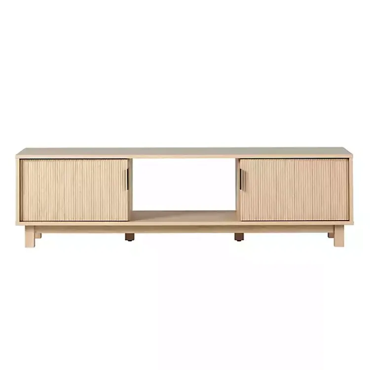 Tv Stands & Media Consoles-Kirklands Home Coastal Oak Fluted 2-Door Compact TV Sd Tan