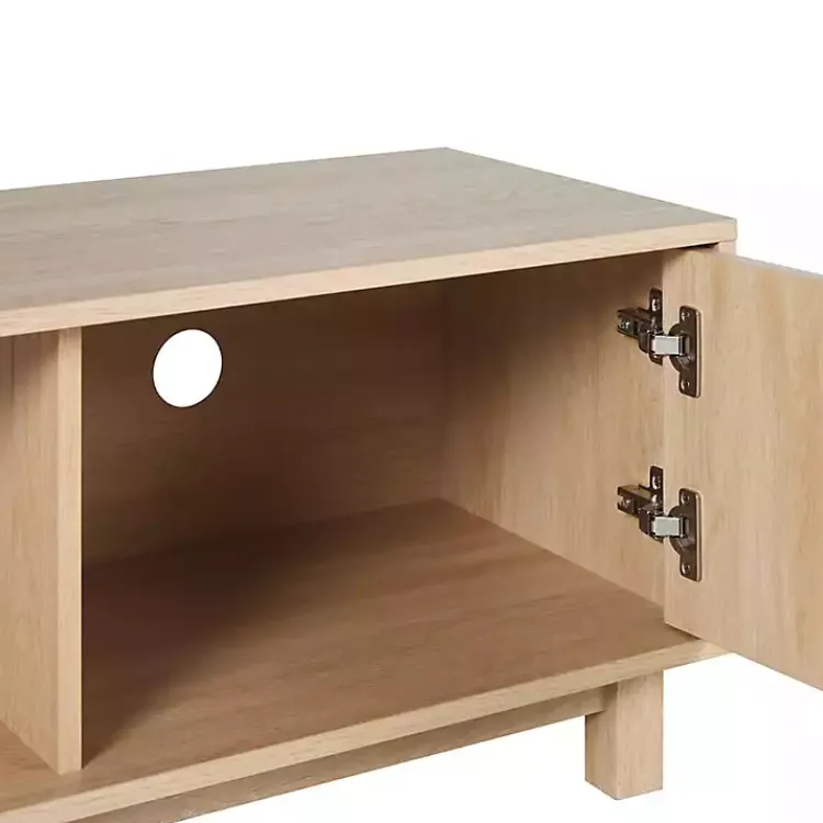 Tv Stands & Media Consoles-Kirklands Home Coastal Oak Fluted 2-Door Compact TV Sd Tan