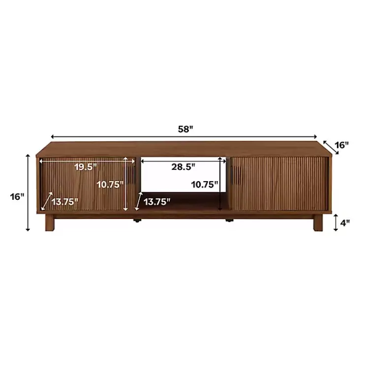 Tv Stands & Media Consoles-Kirklands Home Mocha Fluted 2-Door Compact TV Stand Brown