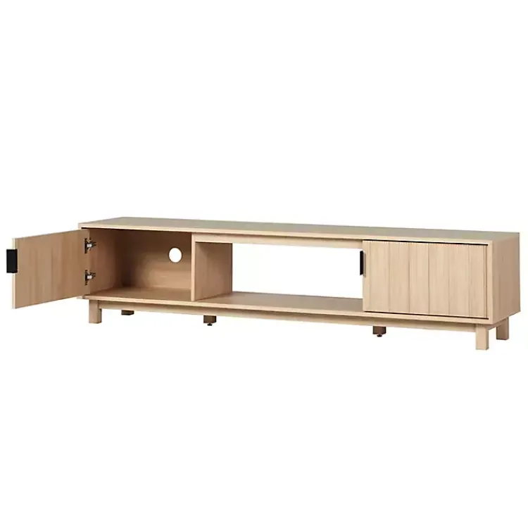 Tv Stands & Media Consoles-Kirklands Home Coastal Oak Fluted 2-Door TV Sd Tan