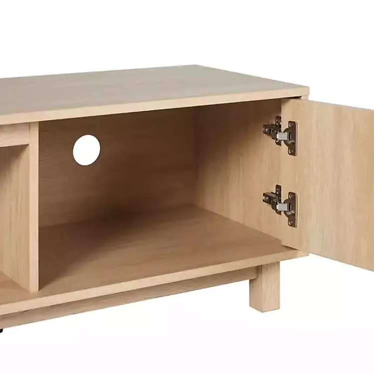 Tv Stands & Media Consoles-Kirklands Home Coastal Oak Fluted 2-Door TV Sd Tan