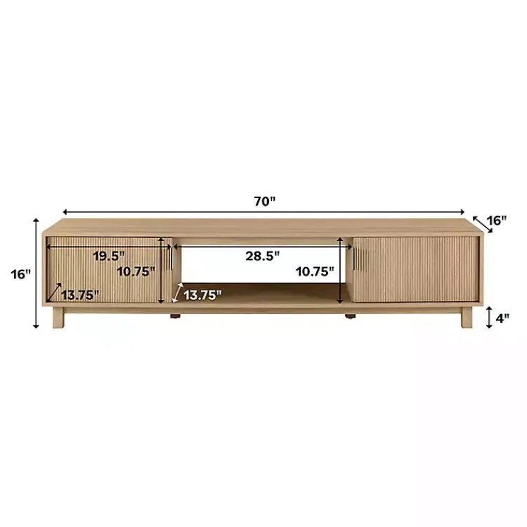 Tv Stands & Media Consoles-Kirklands Home Coastal Oak Fluted 2-Door TV Sd Tan