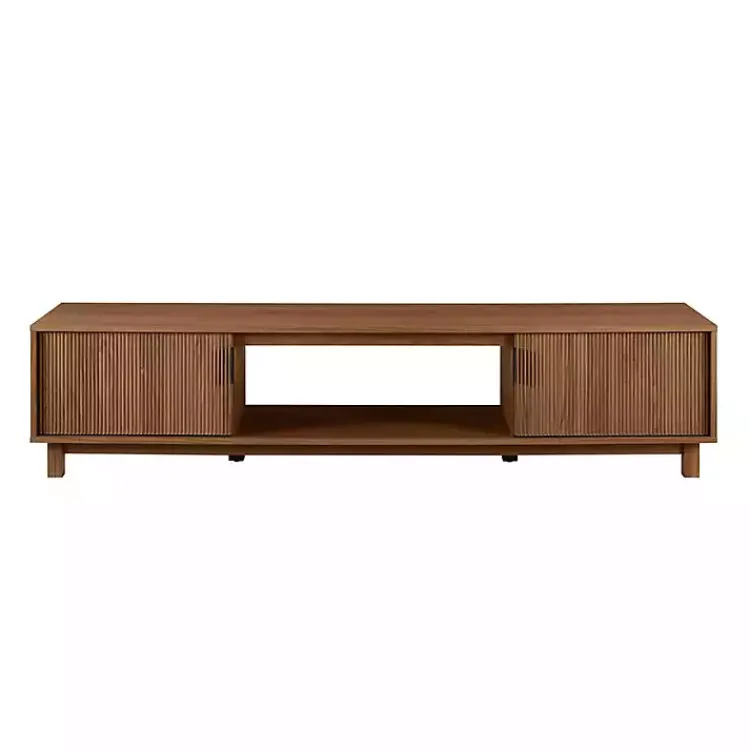 Tv Stands & Media Consoles-Kirklands Home Mocha Wood Fluted 2-Door TV Stand Brown