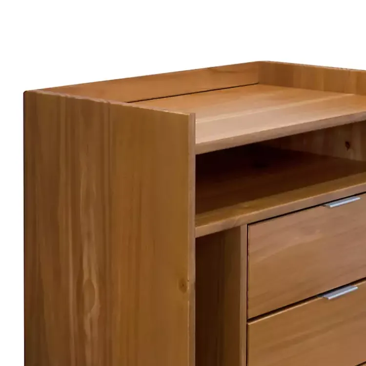 Nightstands-Kirklands Home Caramel Pine 2-Drawer Nightstand Brown