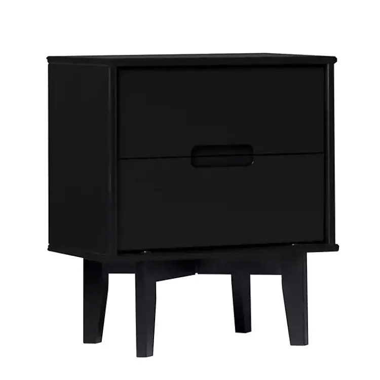Nightstands-Kirklands Home Midnight Wood 2-Drawer Modern Nightstand Black