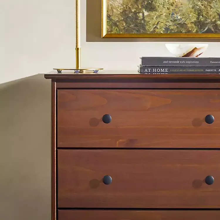 Dressers & Chests-Kirklands Home Walnut Mid-Century Modern 4-Drawer Wood Dresser Brown