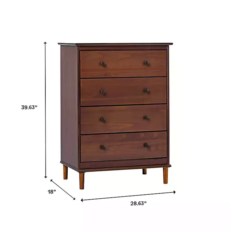 Dressers & Chests-Kirklands Home Walnut Mid-Century Modern 4-Drawer Wood Dresser Brown