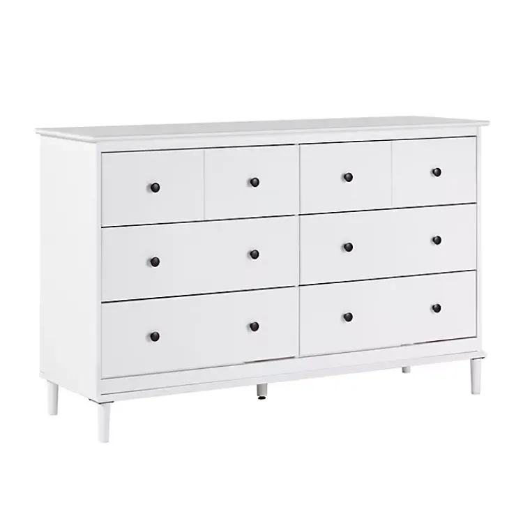 Dressers & Chests-Kirklands Home Pine 6-Drawer Modern Dresser White