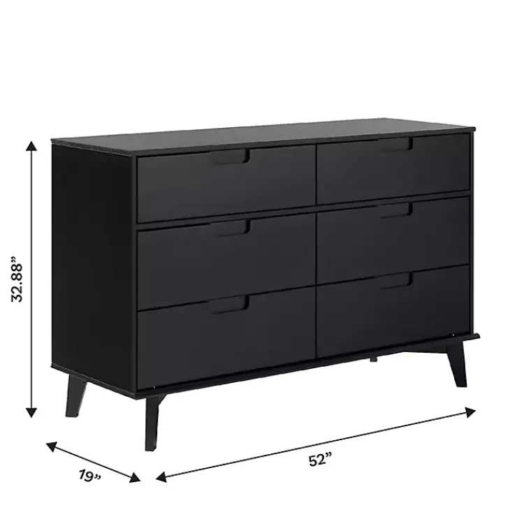 Dressers & Chests-Kirklands Home Grooved Handle 6-Drawer Dresser Black