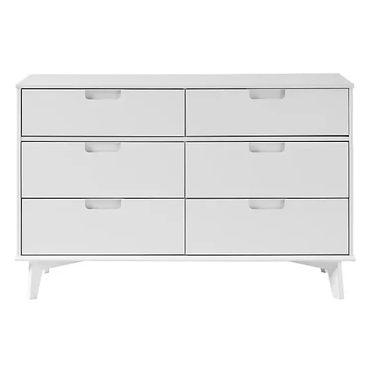 Dressers & Chests-Kirklands Home Grooved Handle 6-Drawer Dresser White