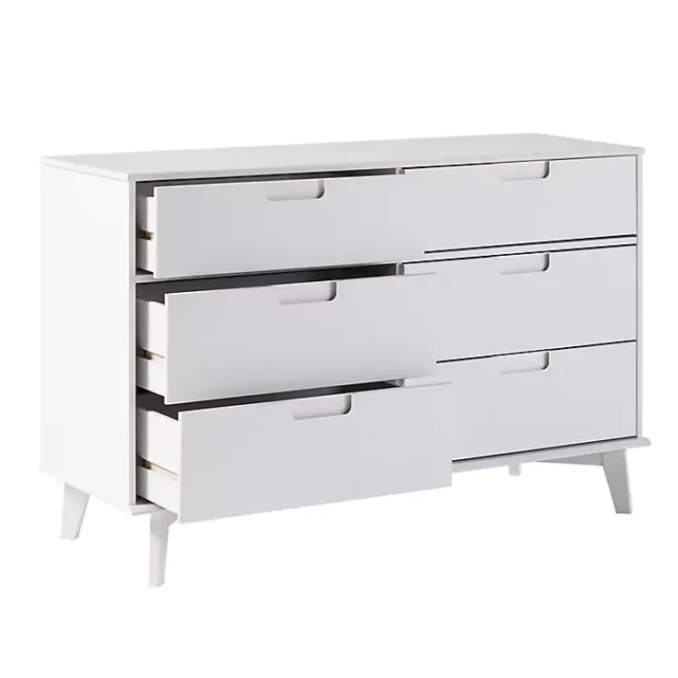 Dressers & Chests-Kirklands Home Grooved Handle 6-Drawer Dresser White