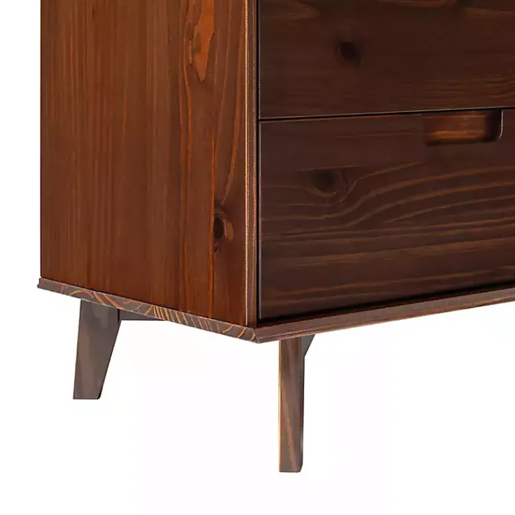 Dressers & Chests-Kirklands Home Walnut Grooved Handle 6-Drawer Dresser Brown
