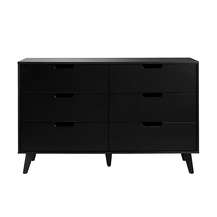 Dressers & Chests-Kirklands Home Simple Grooved Handle 6-Drawer Dresser Black
