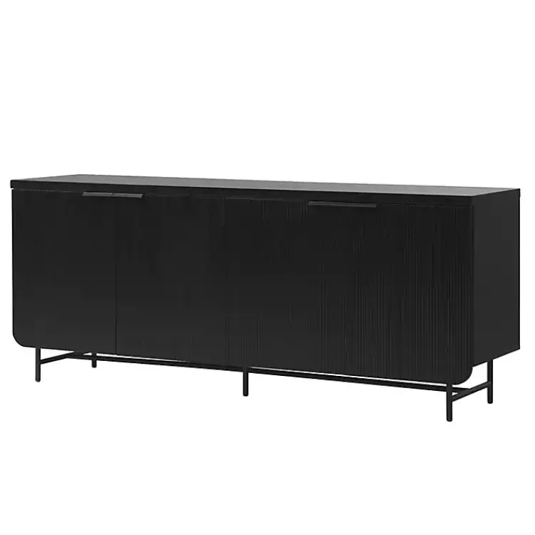 Cabinets & Sideboards-Kirklands Home Wood Scandinavian 4-Door Sideboard Black