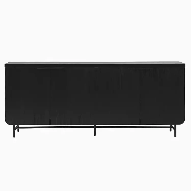 Cabinets & Sideboards-Kirklands Home Wood Scandinavian 4-Door Sideboard Black