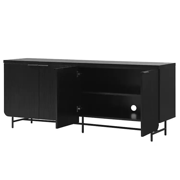 Cabinets & Sideboards-Kirklands Home Wood Scandinavian 4-Door Sideboard Black